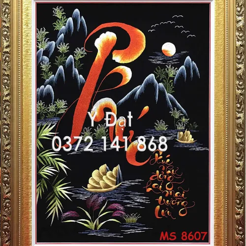 Tranh thêu chữ phúc ms 8607