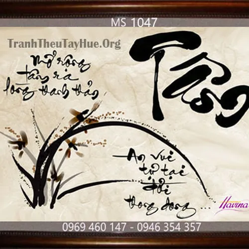 TRANH THÊU CHỮ TÂM MS 1047