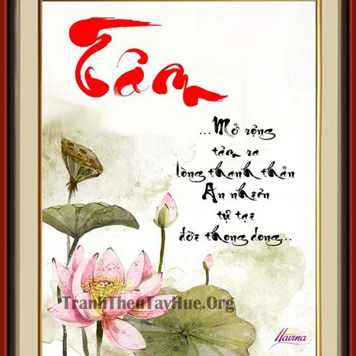 TRANH THÊU CHỮ TÂM MS 1421