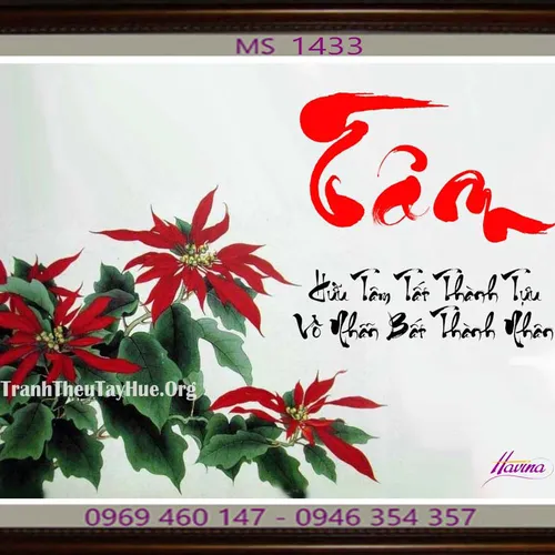 TRANH THÊU CHỮ TÂM MS 1433