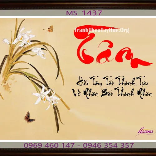TRANH THÊU CHỮ TÂM MS 1437