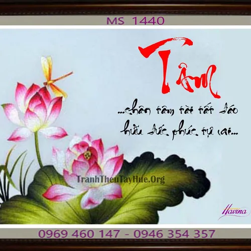 TRANH THÊU CHỮ TÂM MS 1440