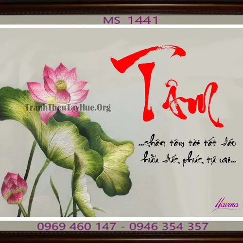 Tranh thêu chữ Tâm MS 1441