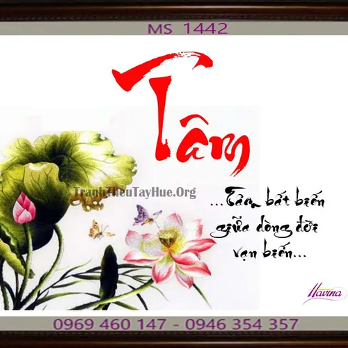 TRANH THÊU CHỮ TÂM MS 1442
