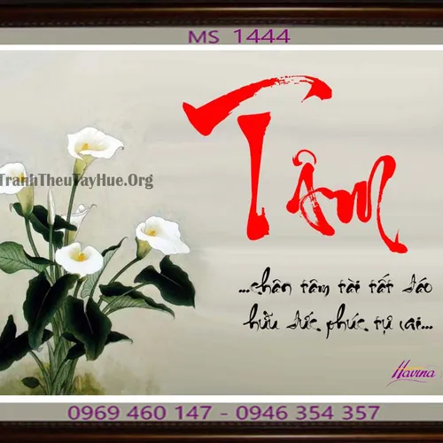 TRANH THÊU CHỮ TÂM MS 1444
