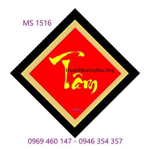 TRANH THÊU CHỮ TÂM MS 1516