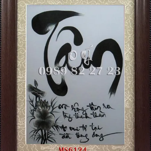 Tranh thêu chữ Tâm MS 6124