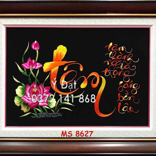 Tranh thêu chữ tâm ms 8627