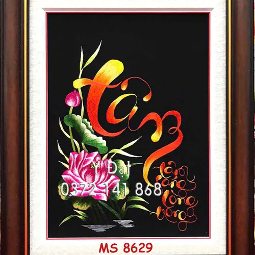 Tranh thêu chữ tâm ms 8629