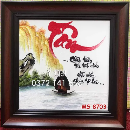 Tranh thêu chữ tâm ms 8703