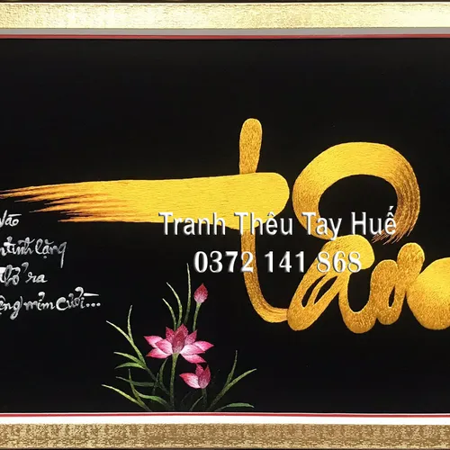 Tranh thêu chữ tâm ms 8830