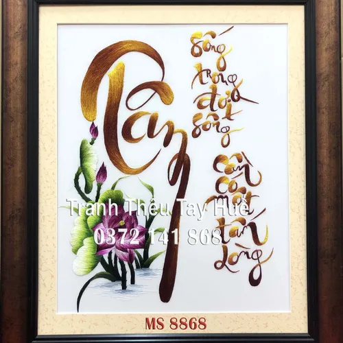 Tranh thêu chữ tâm ms 8868