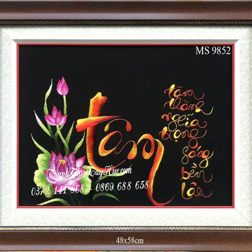 TRANH THÊU CHỮ TÂM MS 9852