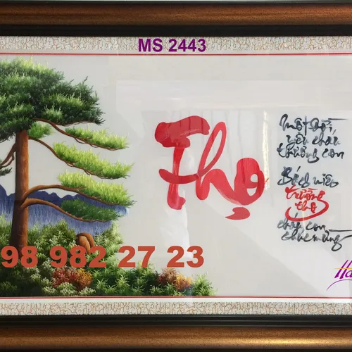 Tranh thêu chữ thọ ms 2443