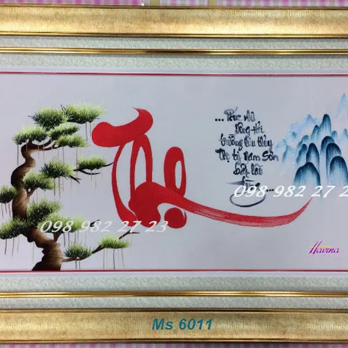 Tranh thêu chữ thọ ms 6011