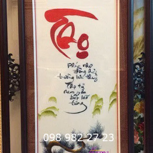 tranh thêu chữ thọ ms 651
