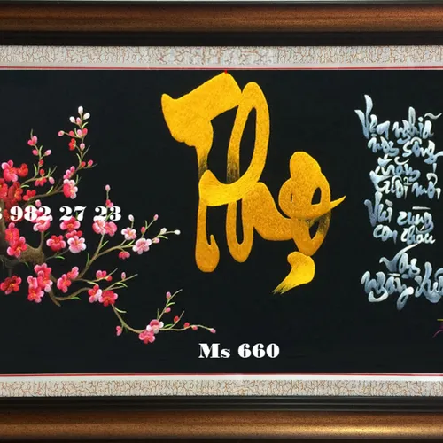 tranh thêu chữ thọ ms 660