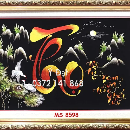 Tranh thêu chữ thọ ms 8598