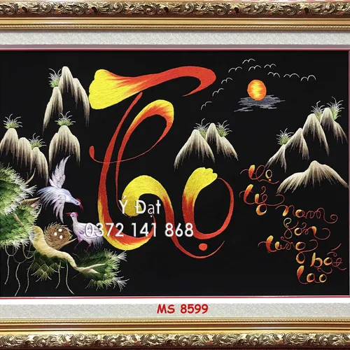 Tranh thêu chữ thọ ms 8599