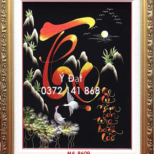 Tranh thêu chữ thọ ms 8609