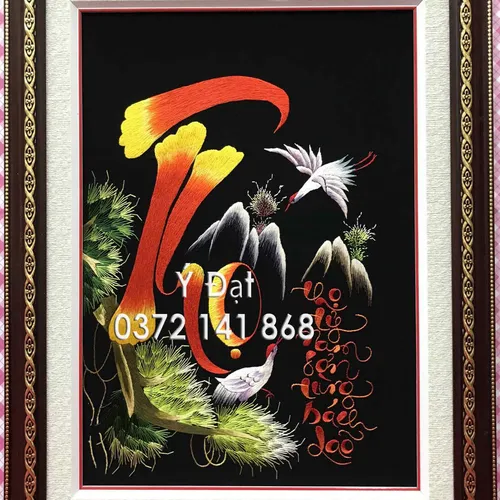 Tranh thêu chữ thọ ms 8619