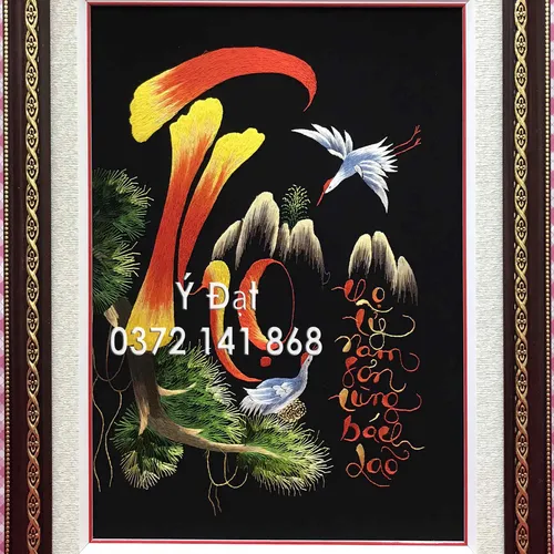 Tranh thêu chữ thọ ms 8621