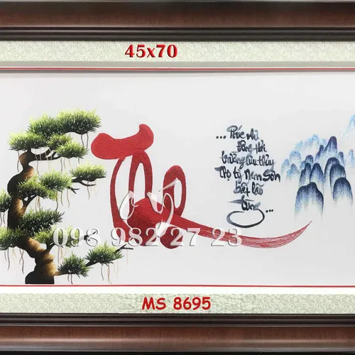Tranh thêu chữ thọ ms 8695