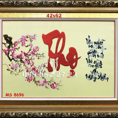 Tranh thêu chữ thọ ms 8696