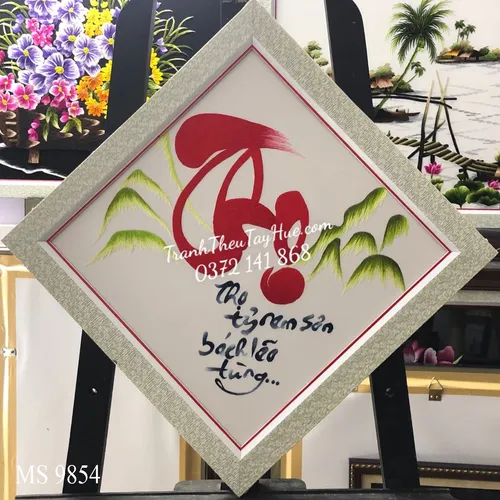 Tranh thêu chữ thọ ms 9854