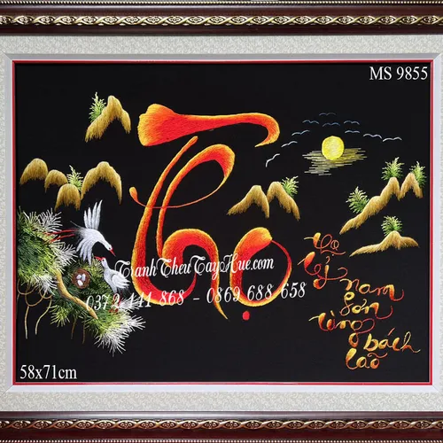 Tranh thêu chữ thọ ms 9855