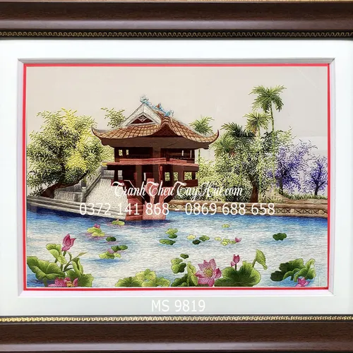 Tranh thêu Chùa Một Cột MS 9819