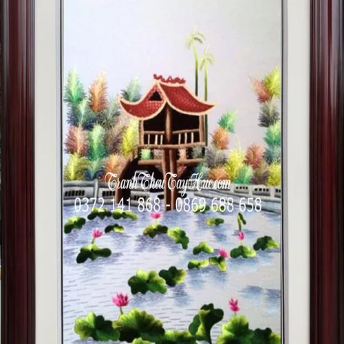 Tranh thêu Chùa Một Cột MS 9827