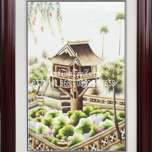 Tranh thêu Chùa Một Cột MS 9828