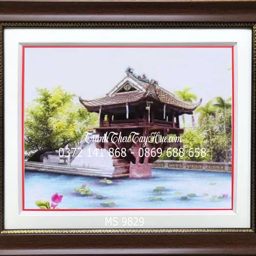 Tranh thêu Chùa Một Cột MS 9829