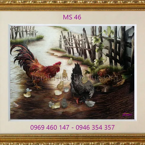 Tranh thêu con gà MS 46