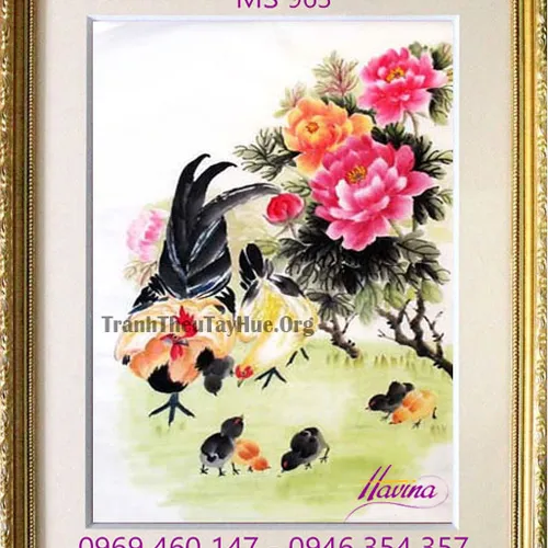 Tranh thêu con gà MS 963