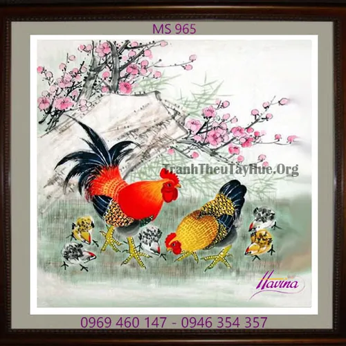 Tranh thêu con gà MS 965