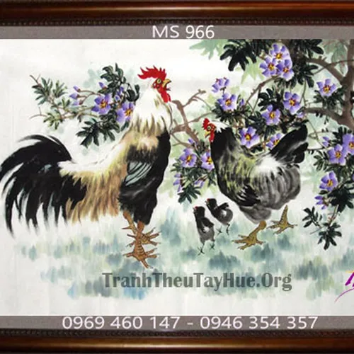 Tranh thêu con gà MS 966