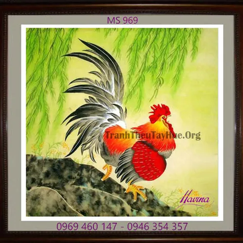 Tranh thêu con gà MS 969