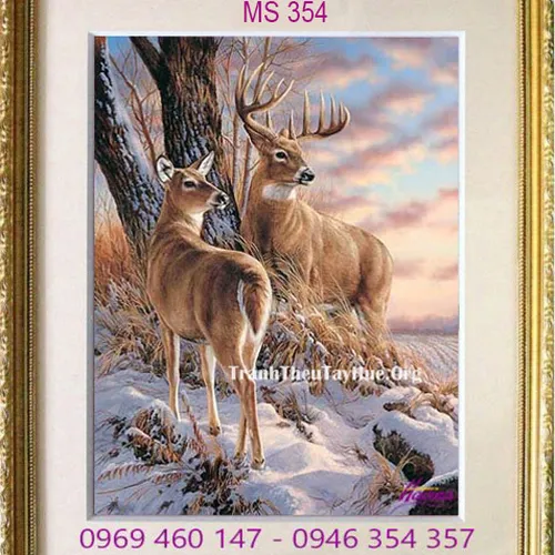 Tranh thêu con nai MS 354