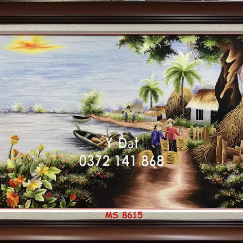 Tranh thêu đồng quê ms 8615