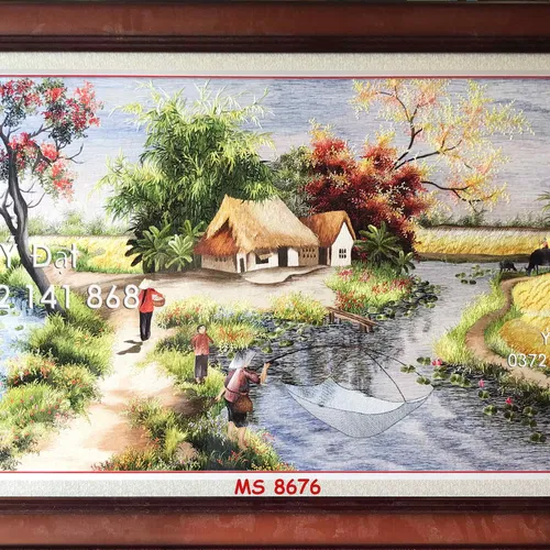 Tranh thêu đồng quê ms 8676