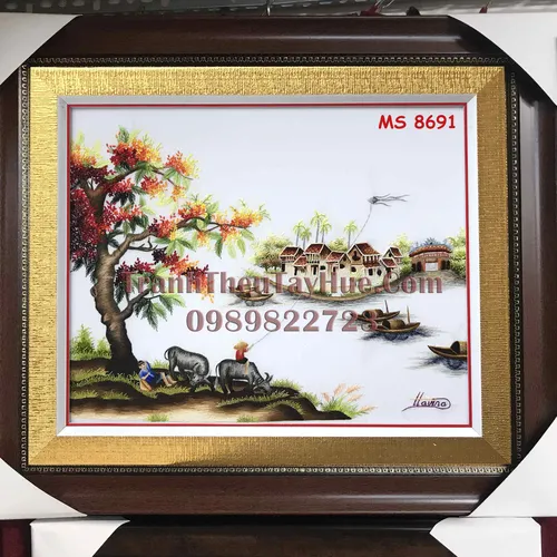 Tranh thêu đồng quê ms 8691