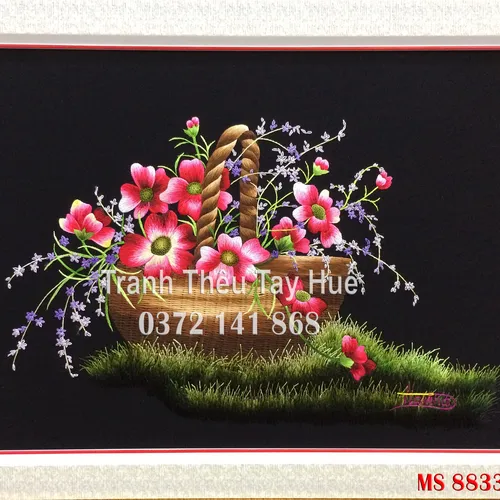 Tranh thêu hoa ban xê ms 8833