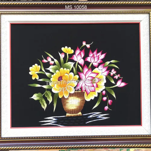 Tranh thêu hoa cúc ms 10058