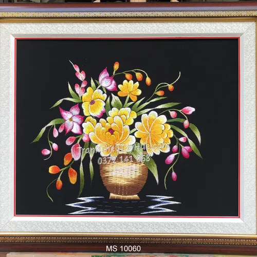 Tranh thêu hoa cúc ms 10060