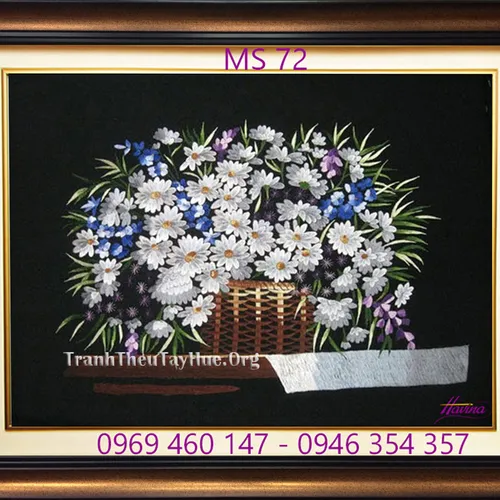 Tranh thêu hoa cúc MS 72