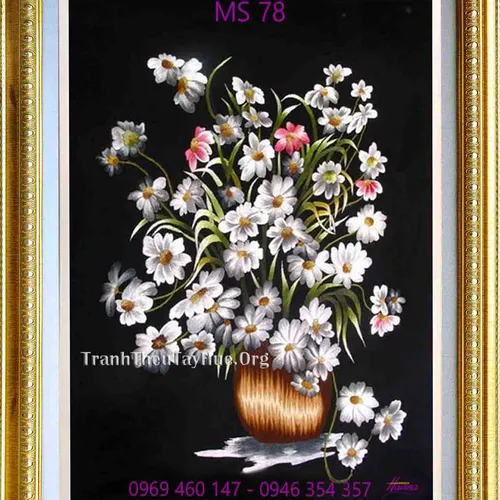 Tranh thêu hoa cúc MS 78
