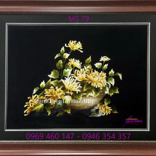 Tranh thêu hoa cúc MS 79