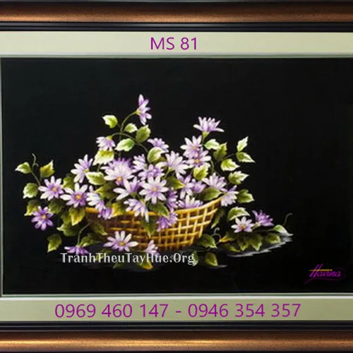 Tranh thêu hoa cúc MS 81